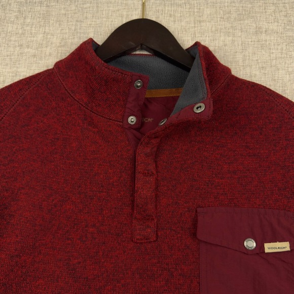 Woolrich Mens L Burgundy Quarter Snap Fleece Pullover Outdoor Sweater - Picture 5 of 11